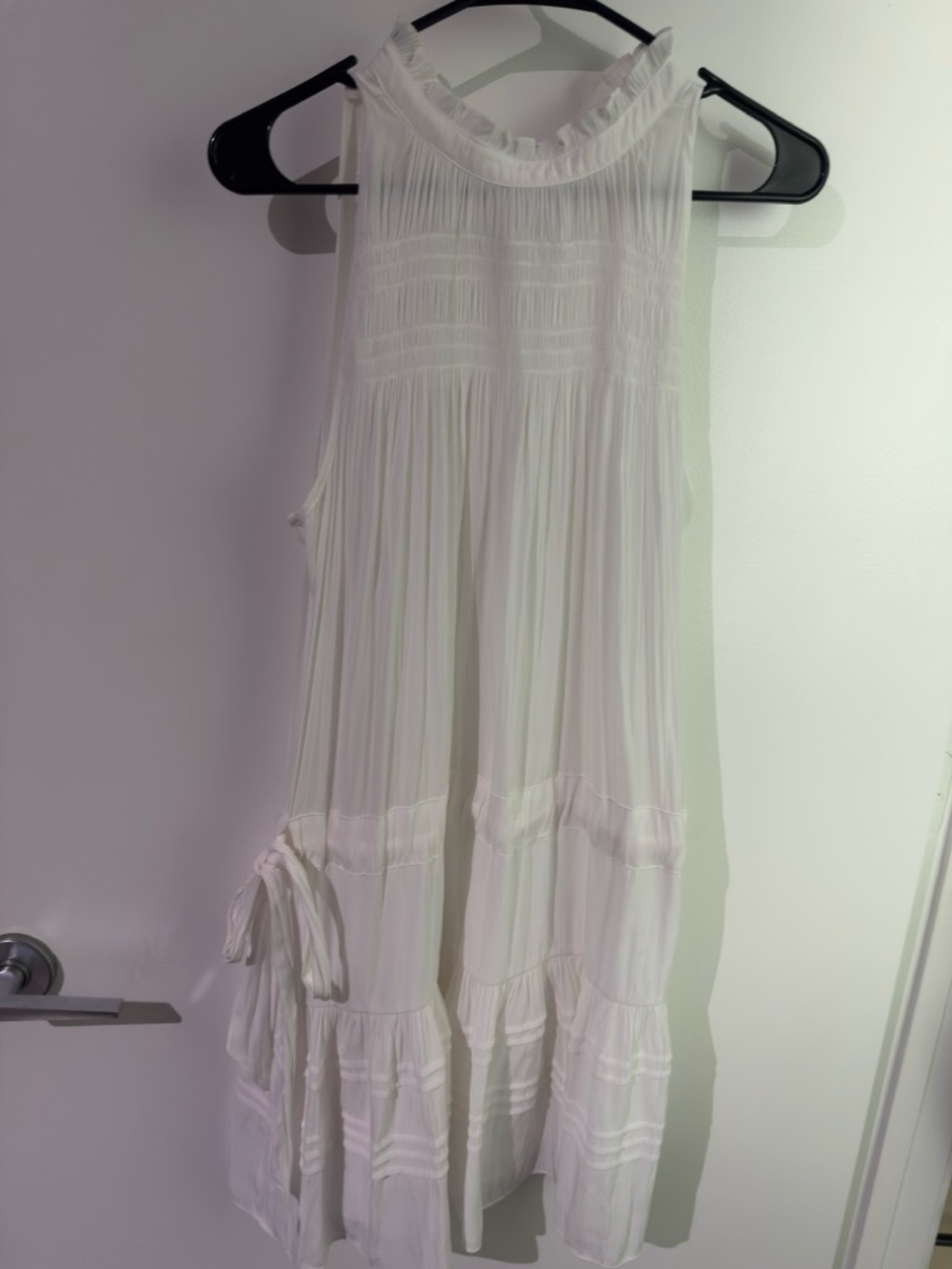 Ramy Brook White Sleeveless Pleated Mini Dress
